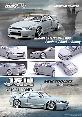 #ad Inno64 Nissan Skyline GT R R33 Pandem Rocket Bunny Grey 1 64 $20.99
