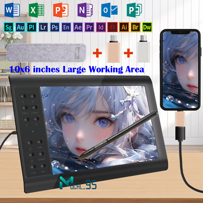 #ad 10x6quot;Digital Electronic Graphic Drawing Tablet with Battery free Pen 233 Points $56.65