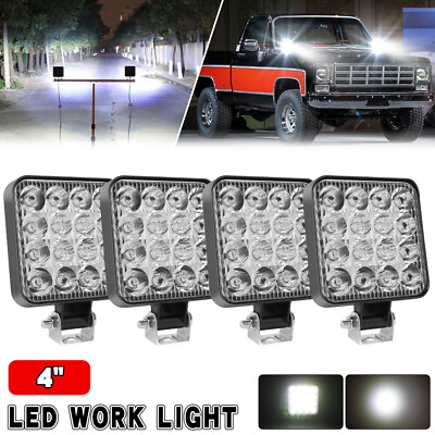 #ad 4Pcs 4quot;Inch Square LED Work Light Pods Flood Light For Truck Offroad Tractor SUV $16.14