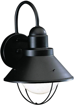 #ad Seaside 12quot; 1 Light Outdoor Wall Light with Glass Globe Black $78.99