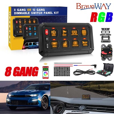 #ad #ad APP Control RGB 8 Gang Auxiliary Switch Panel for 4x4 Offroad LED Lights Display $139.99