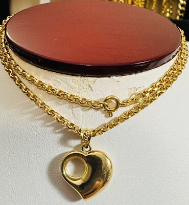 #ad 18K 18carat Gold 17.5” long Women’s Heart Necklace 2.5mm 4.4g $537.00