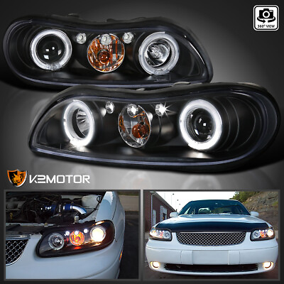 #ad Black Fits 1997 2003 Chevy Malibu LED Halo Projector Headlights Lamps LeftRight $147.38