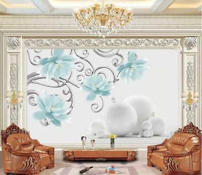 #ad 3D Blue Lotus ZHU9430 Wallpaper Wall Mural Removable Self adhesive Zoe $69.99