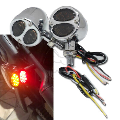 Motorcycle LED Bullet Brake Blinker Turn Signal Tail Amber Lights For Harley $23.05