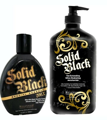 #ad Millennium SOLID BLACK DUO SPECIAL RESERVE 200X Bronzer amp; TAN EXTENDER Lotion $48.95