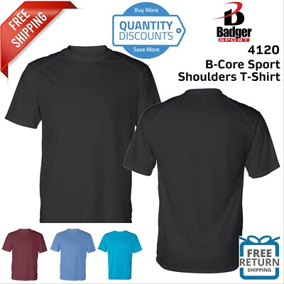 #ad Badger Men B Core Sport Shoulders Short Sleeve T Shirt Fabric 4120 Up To 4XL $14.89