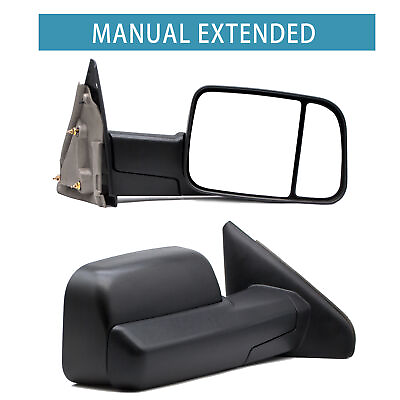 #ad Towing Mirrors Manual Folding For 2003 2008 Dodge Ram 2500 3500 LHRH Side Black $92.76