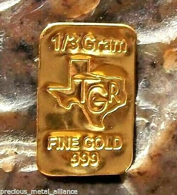 #ad 1 3 gram Gold Bar TGR TEXAS 999.9 Fine in Assay $43.89