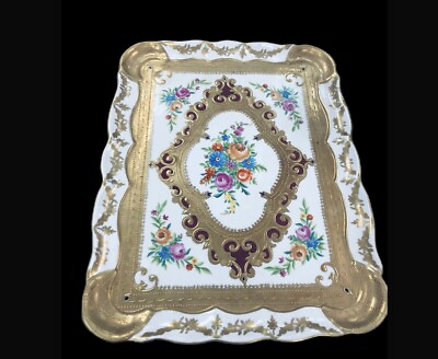 #ad Chelsea House Gold And Porcelain Serving Tray. Decorative India Or Asia Style $239.00
