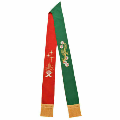 #ad Blessume Reversible Clergy Stole Catholic Priest Embroidered Red Green Stole $26.99