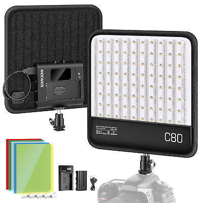 Neewer Foldable LED Light Panel Kit Dimmable Bi color 3200K 5600K CRI97 $27.35