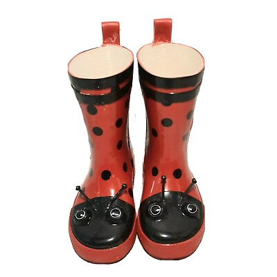 #ad Kidorable Rain Boots Size 5 Toddler Girls Red Lady Bug Rubber Cute Vintage 1998 $19.99