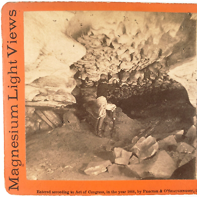 #ad Mammoth Cave Bacon Chamber Stereoview c1865 Anthony Magnesium Light View F564 $17.97