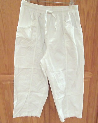 #ad ONLY NECESSITIES WHITE PANTS plus size 18WP 18W PETITE NEW Elastic Cotton $14.79