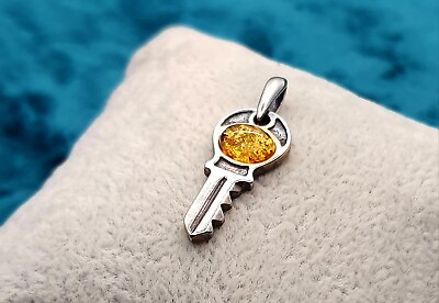 #ad #ad Oxidized Pendant Baltic Amber Amber with particleCognac 925 Sterling Silver GBP 36.99