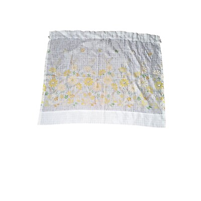 #ad 1 Vintage Panel Flocked Daisy amp; Floral Cafe Curtain Sheer Yellow White 24x29 $10.41