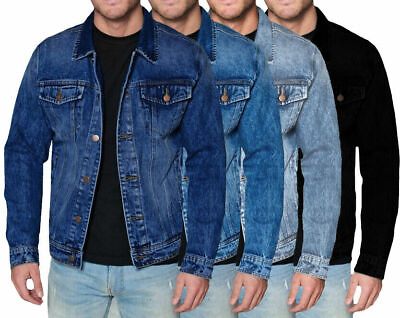 #ad #ad Men’s Red Label Premium Faded Denim Cotton Jean Button Up Slim Fit Jacket $34.60