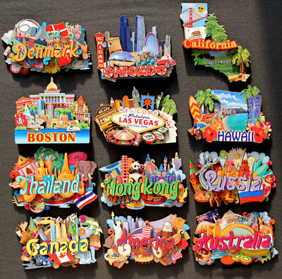 #ad United States Canada Tourism Travel Souvenir 3D Woodiness Fridge Magnet GIFT $4.99