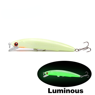 #ad 5PCS Luminous Minnow Fishing Lure 17g 12cm 3D Eyes Wobbler Crankbait $13.18