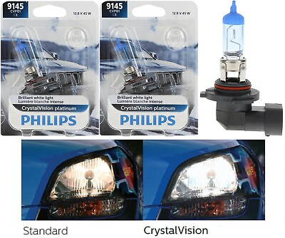 #ad Philips Crystal Vision Platinum H10 9145 45W Two Bulbs Fog Light Replace Stock $35.15