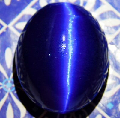 #ad 118.40 Ct Natural Chrysoberyl Blue Cats Eye Oval Cut Cabochon Loose Gemstone $20.20