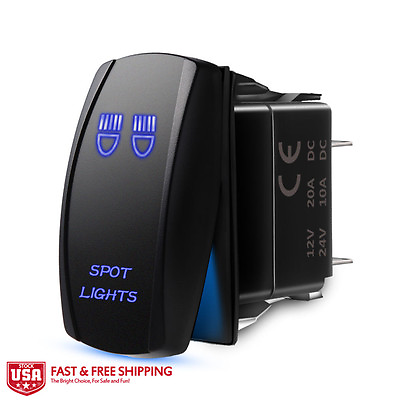 Blue Laser Rocker Switch Spot lights LED Lights ON OFF On Off 5 Pins 12V 24V $10.11
