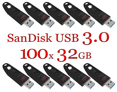 #ad LOT 100x SanDisk 32GB ULTRA USB 3.0 flash drive SDCZ48 032G 32 GB read 100 MB s $349.00