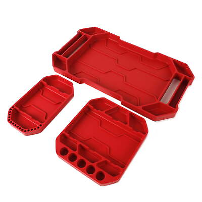 #ad 3 Piece Silicone Tool Organizer Tray Flexible Red Automotive Use New $32.34