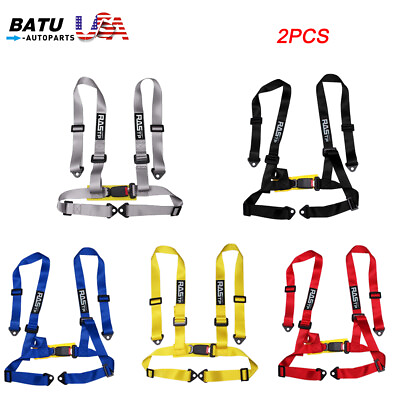 #ad 2PCS 2quot; 4 Point JDM Racing Car Harness Seat Belt Safety Strap for Universal Car $48.89