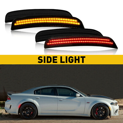 #ad Fit 15 21 SMOKED Charger Dodge Side Marker Parking Bumper LED Lights Front Rear $36.99