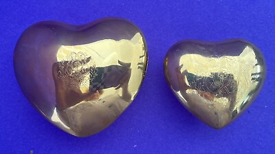 #ad Pair of 2 Vintage Brass Heart Engraved Trinket Boxes SALE $25.00