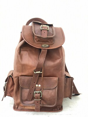 #ad Leather Backpack Bag Boys Girls Travel School Collage Laptop Book Rucksack $54.52