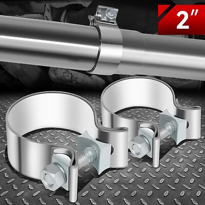 #ad 2Pcs 2quot; ID T409 Stainless Steel Narrow Band Muffler Exhaust Pipe Clamp Sleeves $11.04