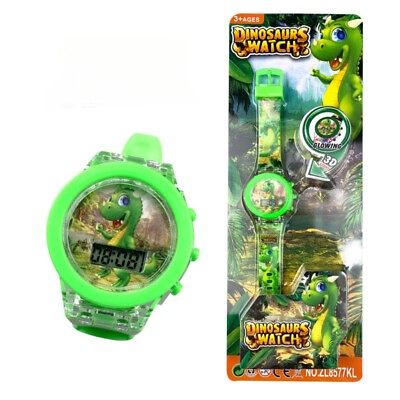 #ad Dinosaur Kids LED Flash Light Watch Digital Boys Cartoon Wristwatch $10.99