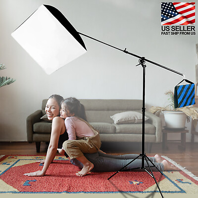 #ad Photo Studio Heavy Duty Softbox Lighting Kit Pro 2 Way Boom Stand With Bags USA $68.69