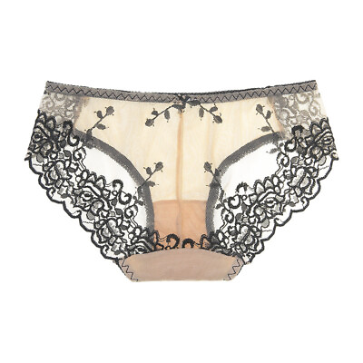 #ad Sexy sheer mesh panties women fun low rise lace briefs Skin color #P $1.99