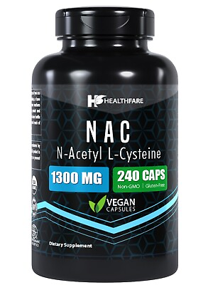 #ad Healthfare N Acetyl L Cysteine NAC 1300mg 240 Capsules Max Strength Veg Caps $15.99