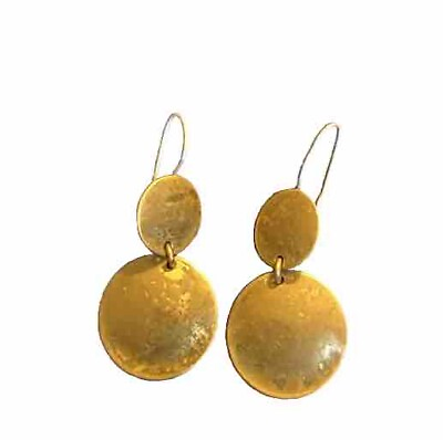 #ad Marjorie Baer MB SF Signed Vintage Brass Artisan Vintage Dangle Earings $30.00