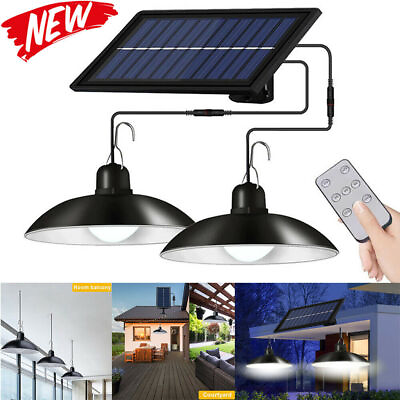 Double Head LED Pendant Light Solar Power Outdoor Indoor Garden Yard Shed Lamp $19.99