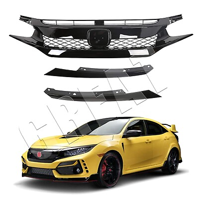 #ad #ad For 2016 2018 Honda Civic Front Grille Type R Style Hood Grill Hatchback Sedan $71.24