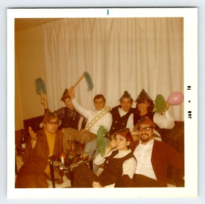 #ad Vintage 1970 Photo Young Women Men Couples New Years Eve Party 1970#x27;s R122 b $5.00