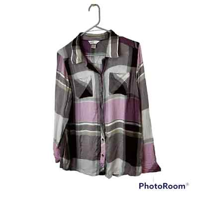 #ad Christopher amp; Banks Purple Lightweight Flannel Button Down Shirt Medium $10.23