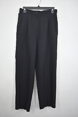 #ad Jantzen Womens Black USA Made Pleated Slash Pockets Straight Button Pants 12 $11.74
