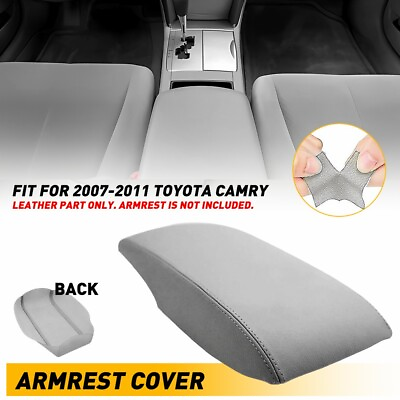 #ad Car Center Console Lid Armrest Cover Leather Gray For 2007 2011 Toyota Camry $12.99