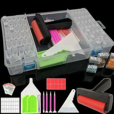 #ad Diamond Painting Beads Storage Box Container 64 Grids Embroidery Tools Kits 5D $26.49