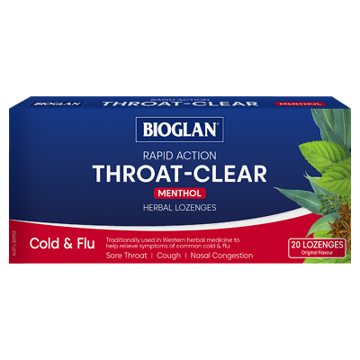 #ad Bioglan Rapid Action Throat Clear 20 Herbal Lozenges Original Menthol Flavour AU $7.27