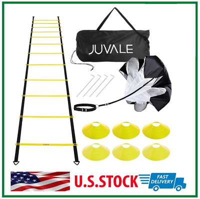 #ad Agility Ladder Workout Equipment w 6 Speed Training Cones amp; Resistance Parachute $29.99