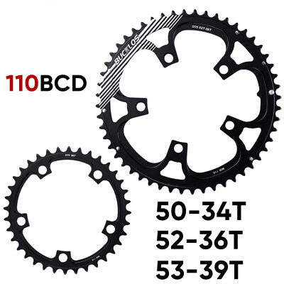 #ad 110BCD Road Bike Chainring 50 34T 52 36T 53 39T 5 Bolt Chainring Bicycle Parts $89.00