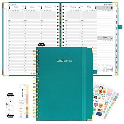 #ad 2024 Monthly Planner 8.5 x 11 Spiral Bound Weekly Daily Teacher Planners Green $41.32